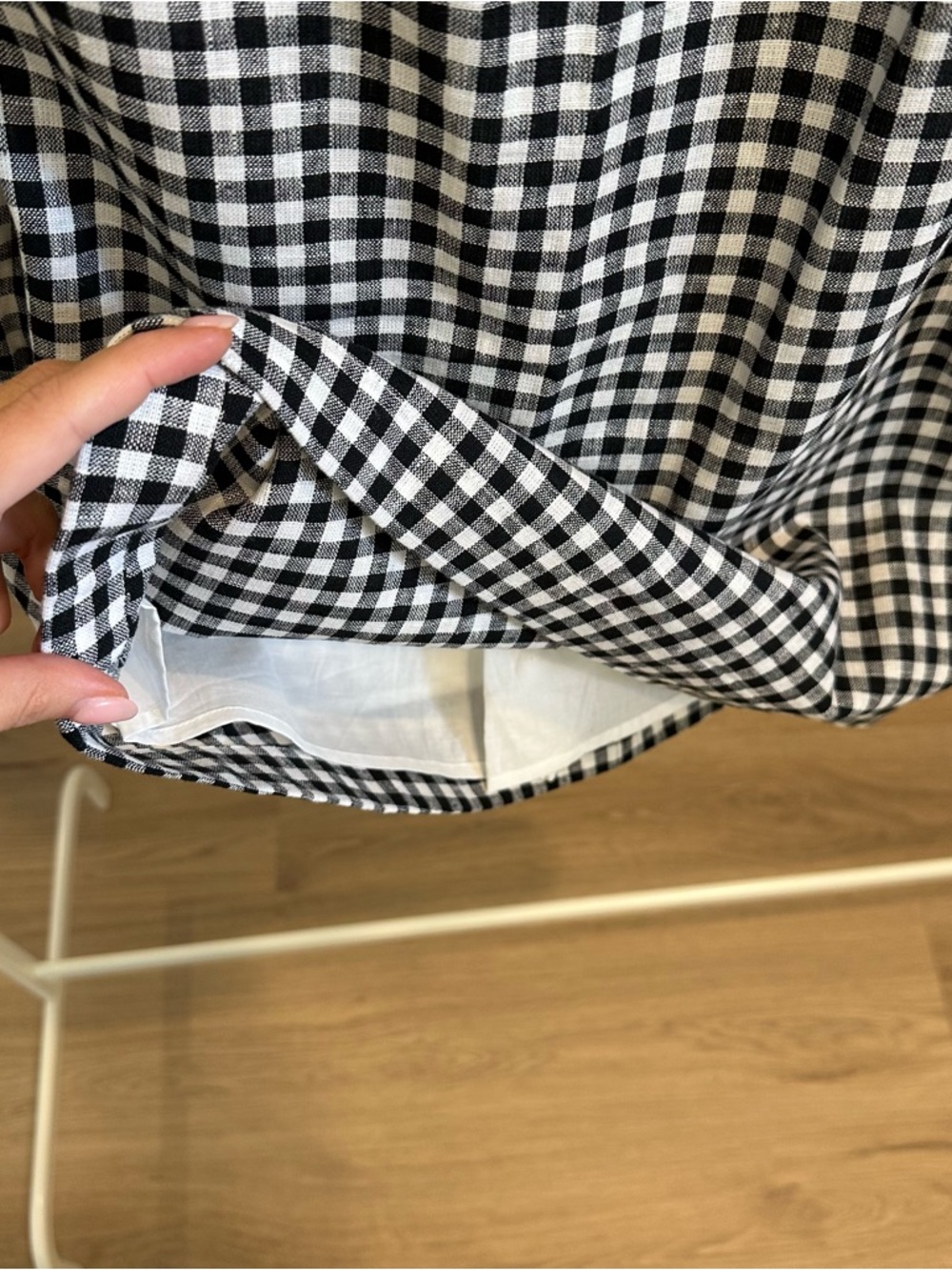 Black & White Gingham Spaghetti Strap Dress w/ Skort - Picture 3 of 3